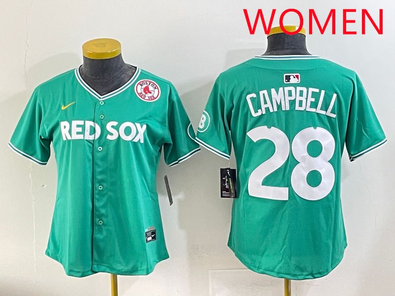 Women 2025 Boston Red Sox #28 Campbell Dark Green Joint Name Nike MLB Jersey style 9